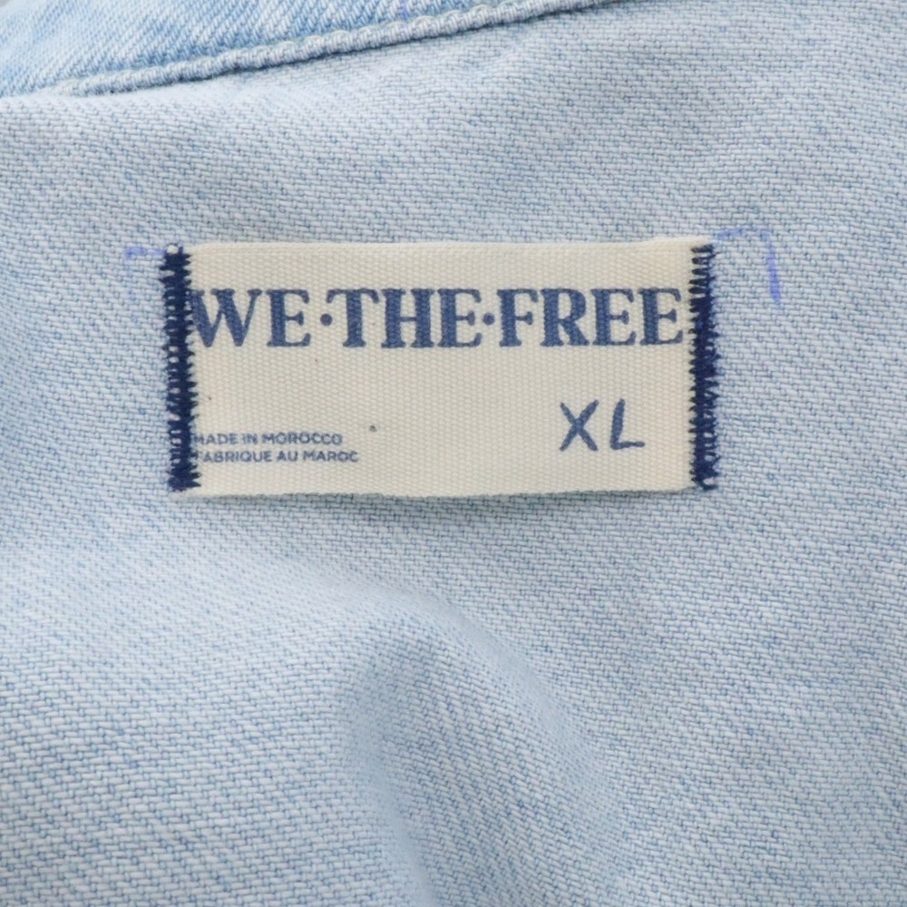 Free People We The Free Marci Denim Coverall Jumpsuit Clear Skies XL Light Wash - Picture 6 of 8